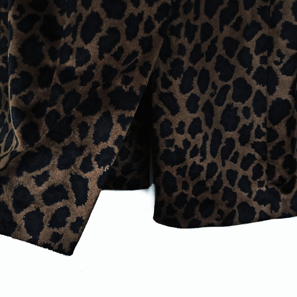 Express Brown Faux Fur Leopard Coat Size 7/8 - Picture 5 of 7